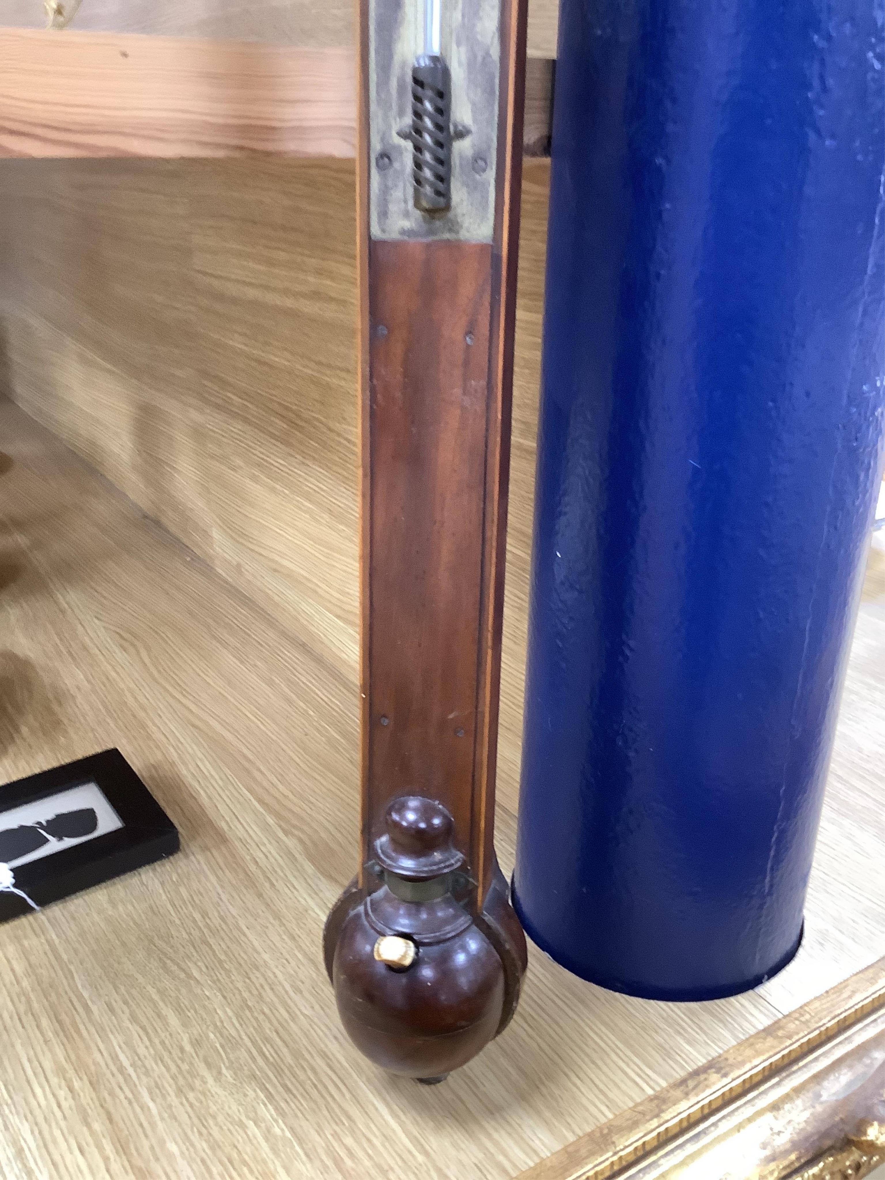 Three 19th century inlaid stick barometers to include one inscribed J. Cetti, London - some damage